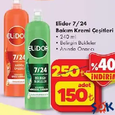 ELİDOR 7/24 SAÇ BAKIM KREMİ ÇEŞİTLERİ 240 ML fiyat ve kampanya bilgisi